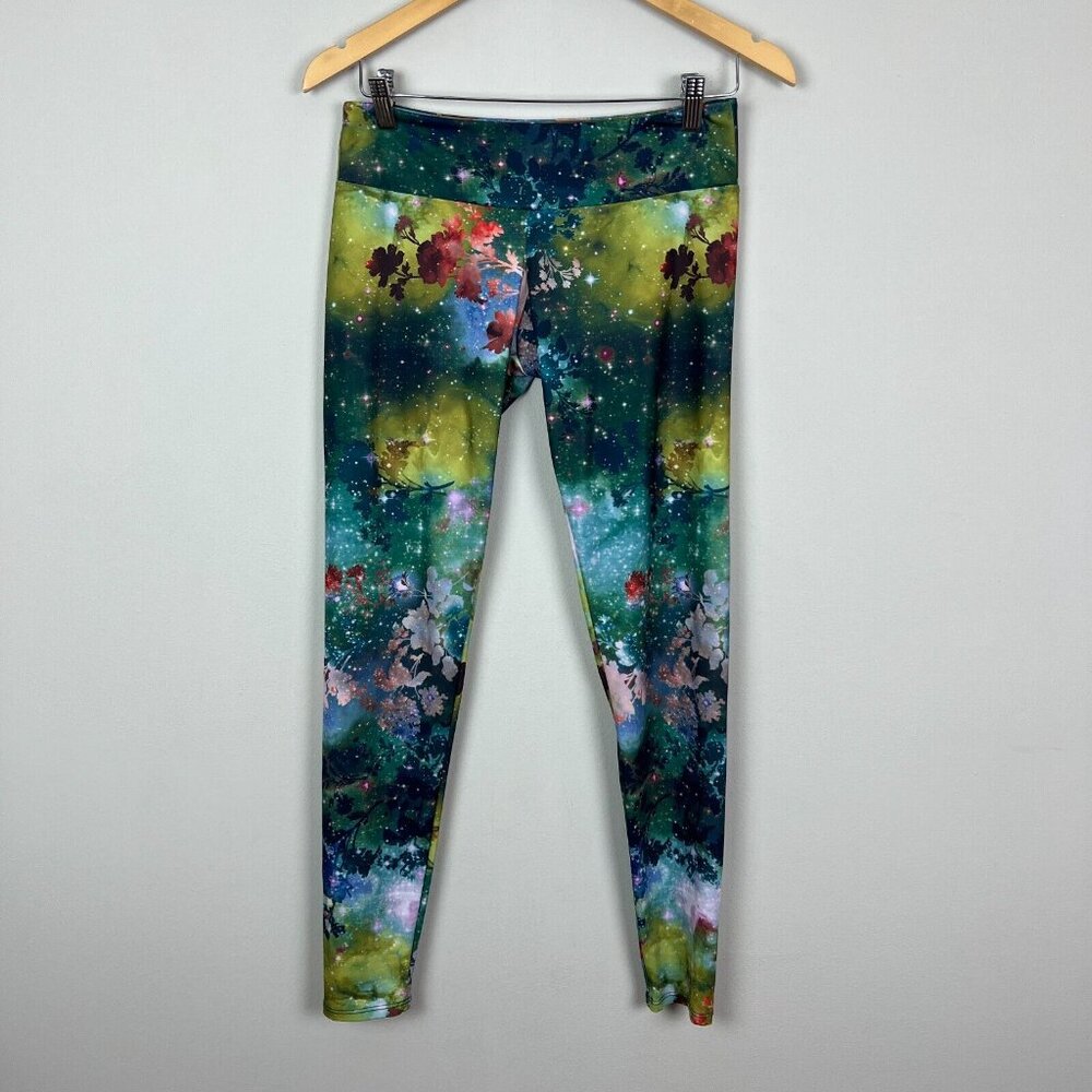 Onzie Leggings Womens Medium Large Charlie Colorful Floral Nature Galaxy Print - Picture 14 of 14